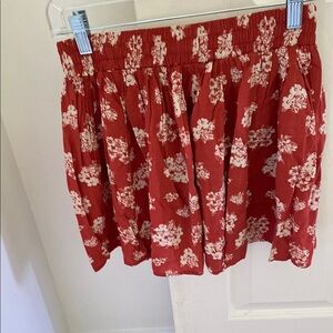 Forever 21 Red Skater Mini Skirt with Smocked Waist